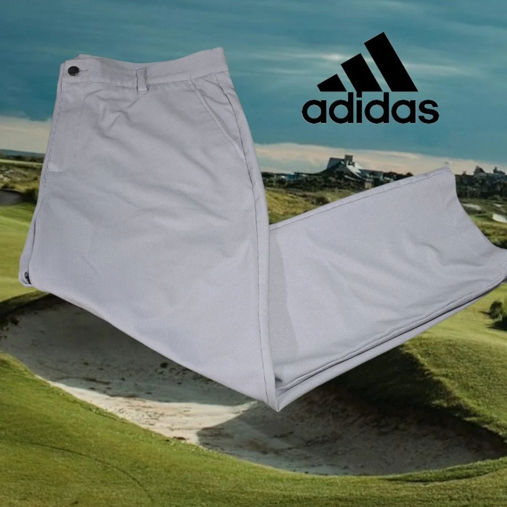 Adidas Golf Pants Mens Micro Stripe Performance Trousers Grey 40x30‎ (29 Actual)